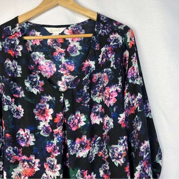 Decree Navy Blue & Pink Floral Long Sleeve Mini Dress 2X - Picture 3 of 4